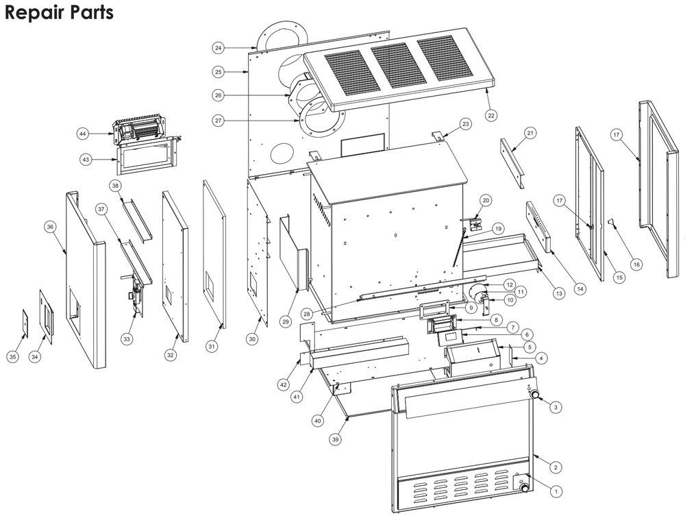 Repair Parts 1 Diagram and Parts List for BEC95E  US Stove Company Heater